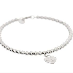 Tiffany's Sterling Silver 4mm Return to Tiffany Heart Tag Bead Bracelet NWT